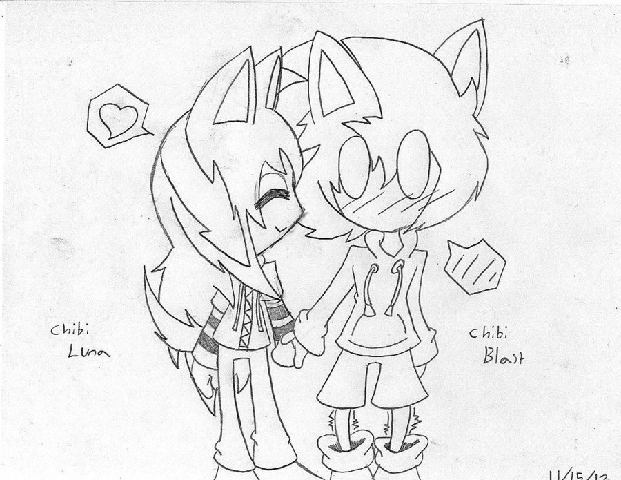 900x695 Chibi Couple (Line) By Adshedgehog