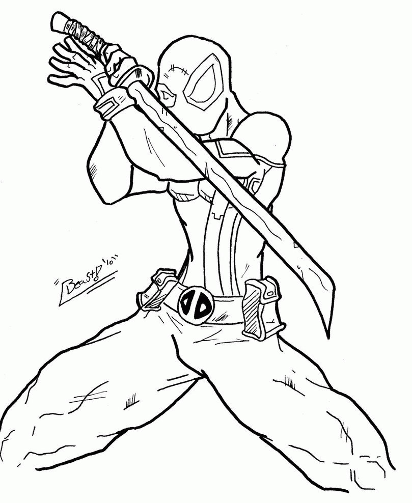 809x988 Free Printable Deadpool Coloring Pages For Kids