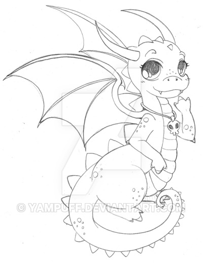 400x518 Chibi Dragon Sketch By Yampuff Draw, Art Dragon