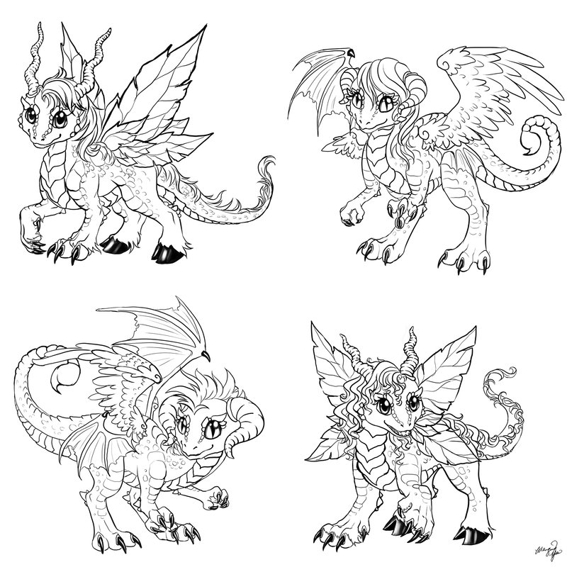 800x800 Chibi Dragons Commission By Yuumei
