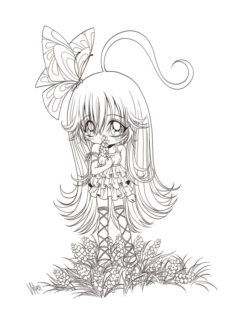 800x1131 Chibi Girl And Flowers By Sureya