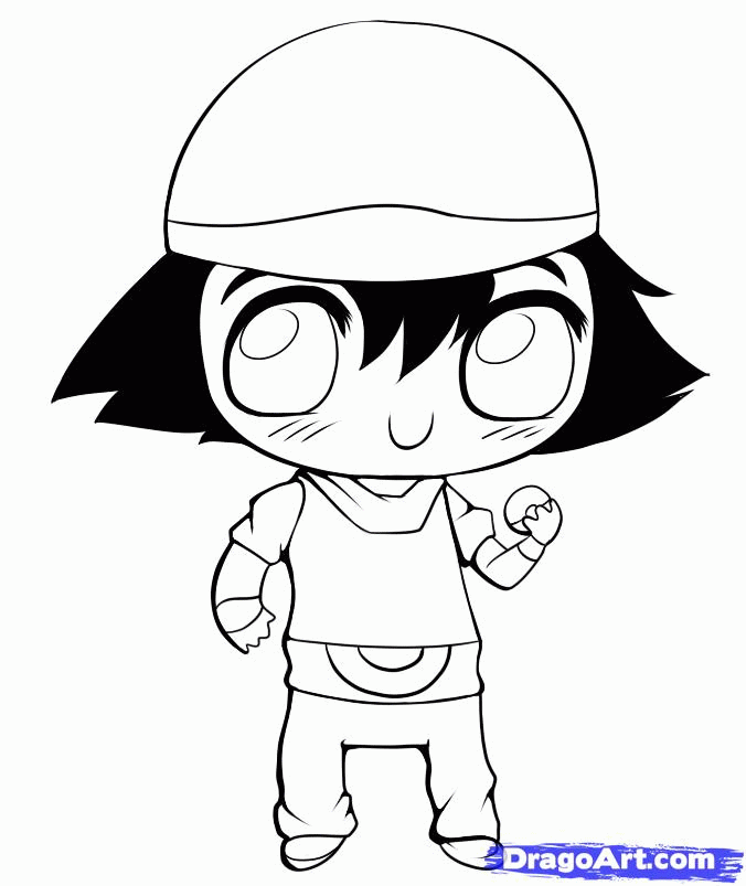 676x803 How To Draw Chibi Ash, Step By Step, Chibis, Draw Chibi, Anime