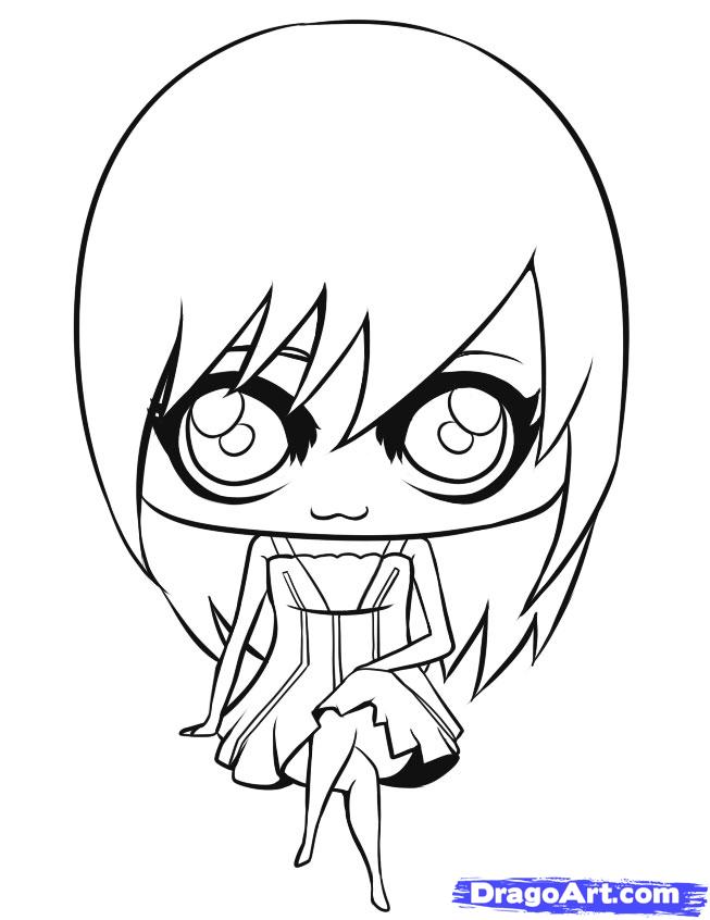 653x846 Sitting Chibi Coloring Dragoart Girl Pages