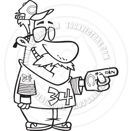 460x460 Cartoon Chicago Bears Football Fan (Black Amp White Line Art) By Ron