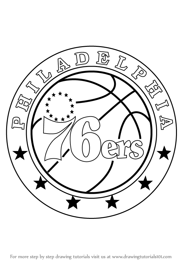 596x842 Learn How To Draw Philadelphia 76ers Logo (Nba) Step By Step