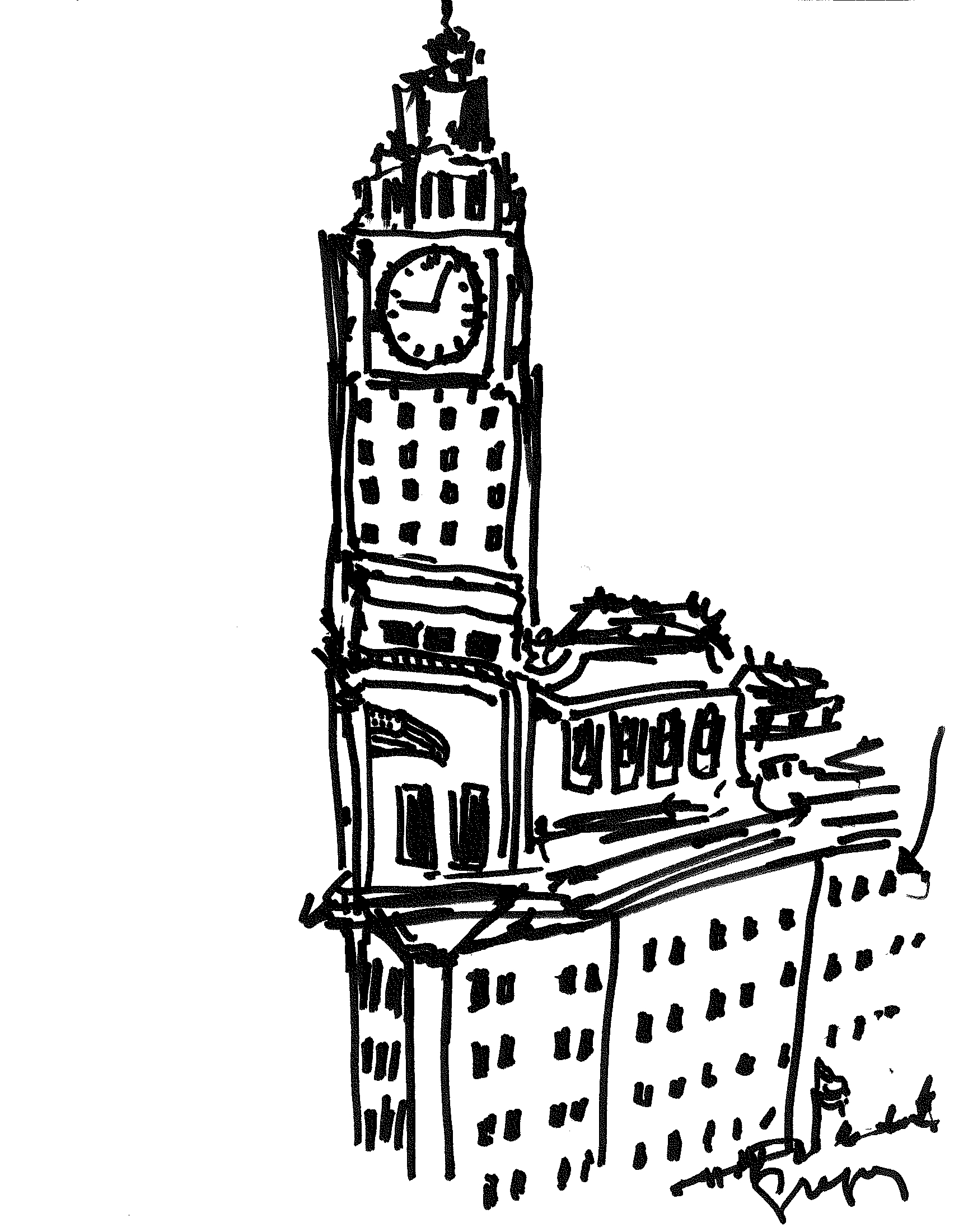 1704x2200 Chicago Big Ben Gregory Singer Artist