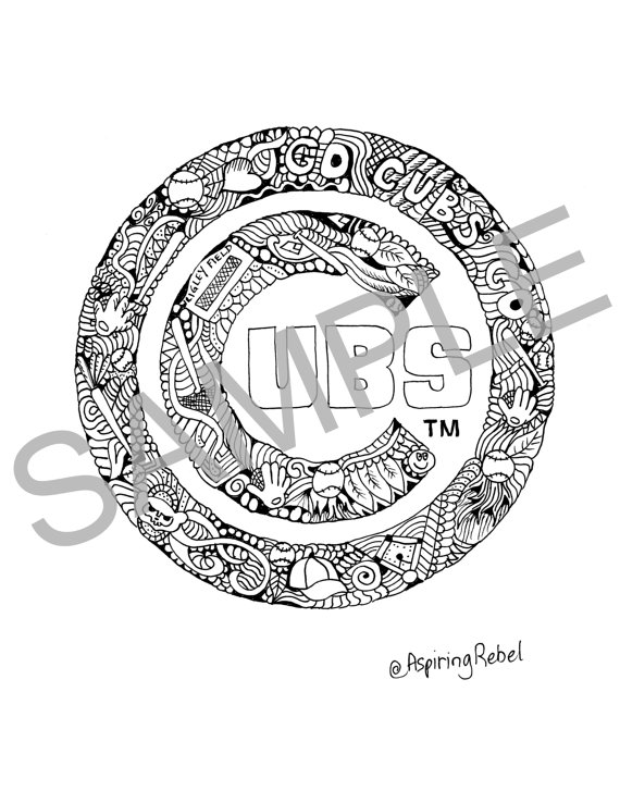 570x738 Chicago Cubs Doodle Coloring Page Adult Coloring Page Sports
