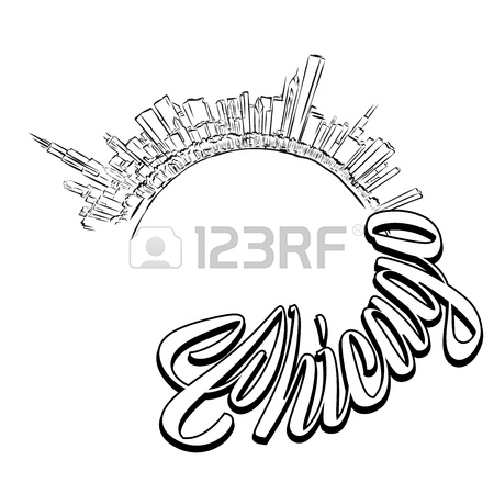 450x450 524 Chicago Skyline Silhouette Stock Vector Illustration