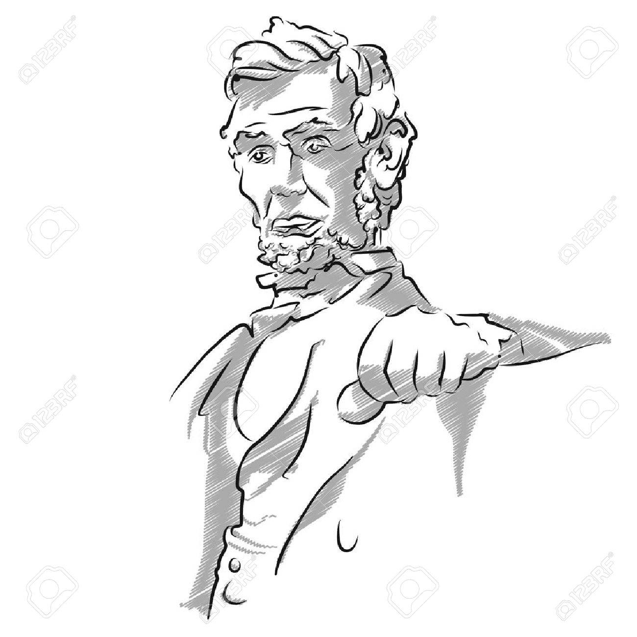 1300x1300 Abraham Lincoln Memorial Sketch, Vector Outline Version Royalty