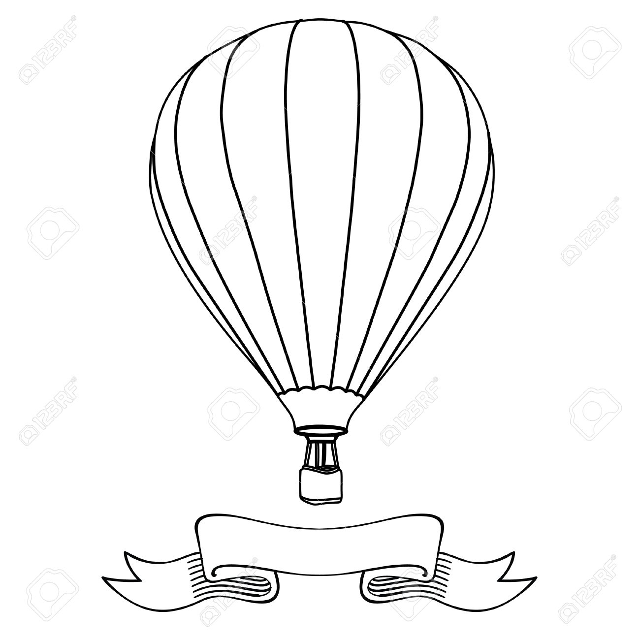 1300x1300 Hot Air Balloon In The Sky With Message On Banner Raster