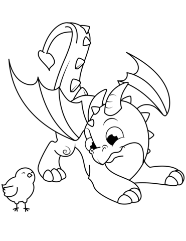 371x480 Cute Dragon And Chick Coloring Page Free Printable Coloring Pages