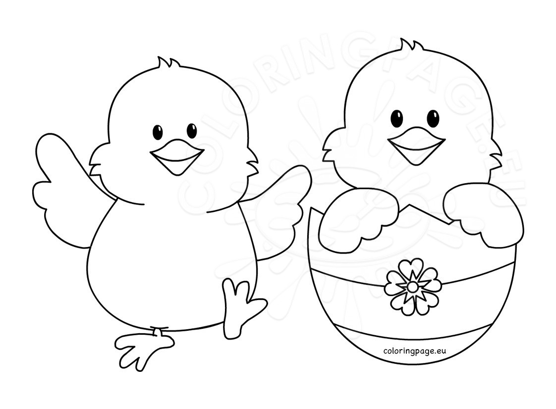 1122x826 Happy Easter Chicks Cartoon Coloring Page