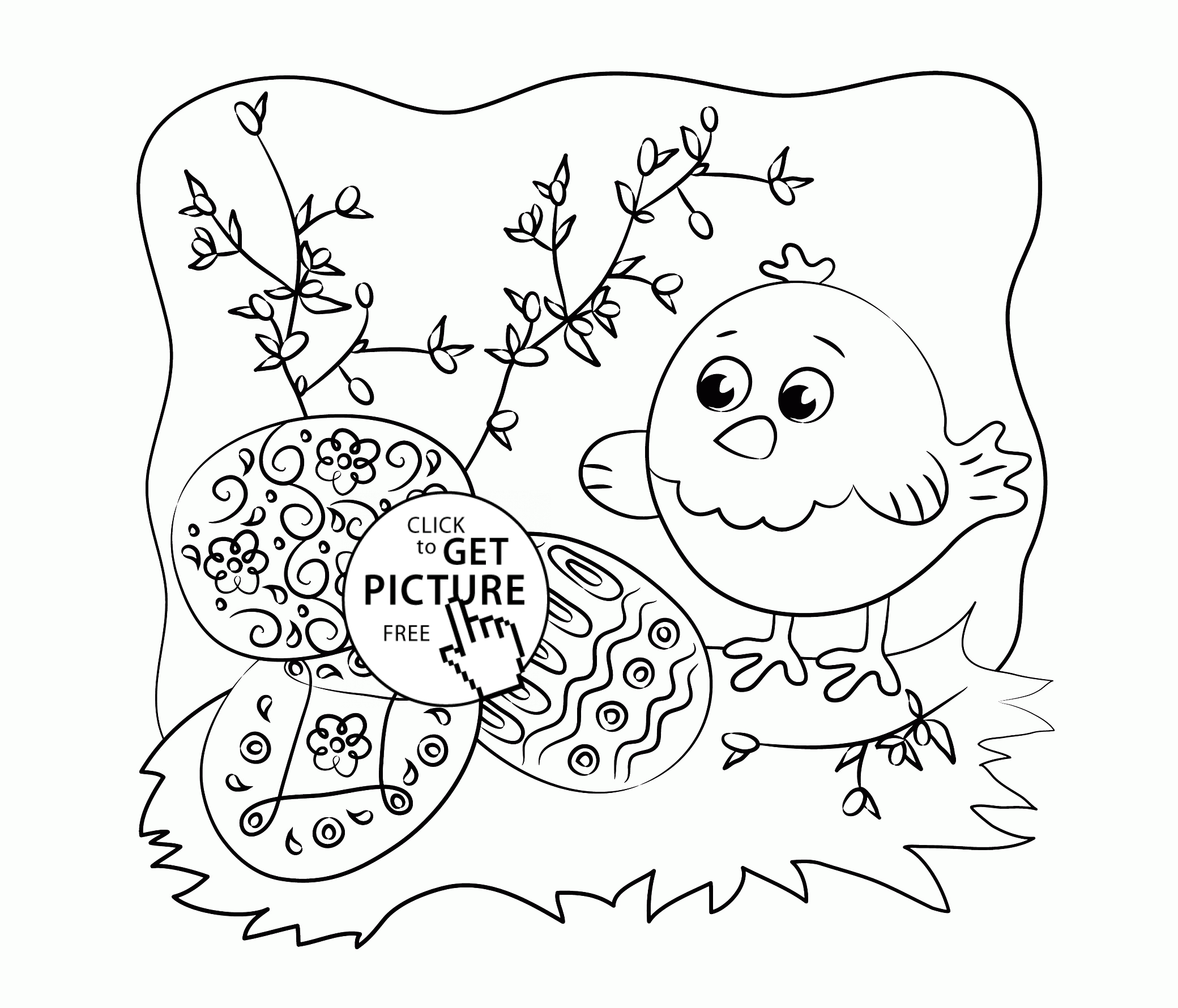 2080x1781 Chick And Easter Eggs Coloring Page For Kids, Holidays Coloring