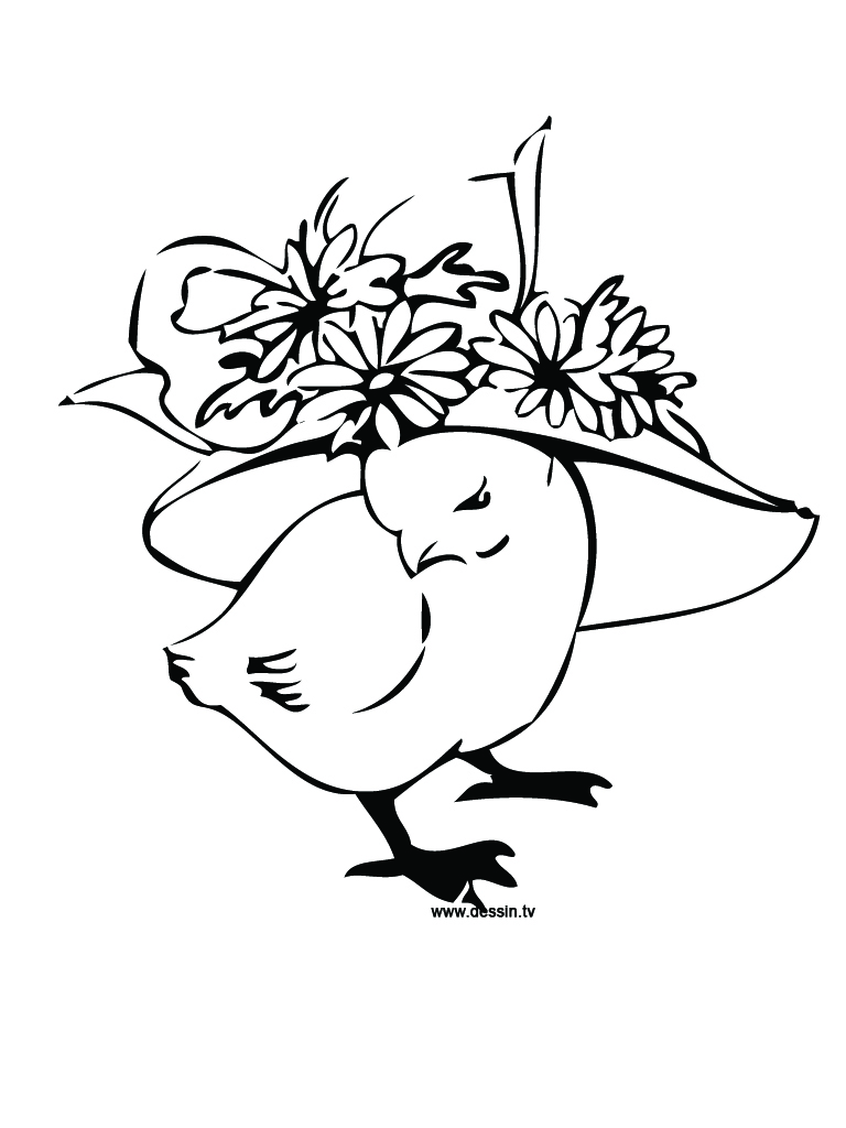 768x1024 Coloring Chick Wearing A Hat