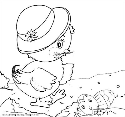 400x374 Easter Chick With Hat And Easter Eggs