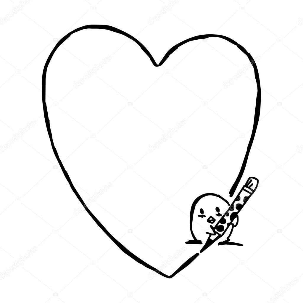 1024x1024 Illustration Vector Hand Drawn Doodle Of Baby Chick Write Heart