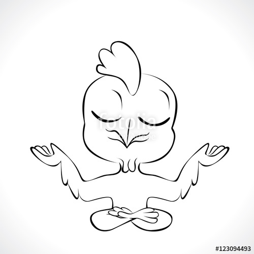 500x500 Cartoon Chicken In Yoga Poses. Vector Illustration Of Funny