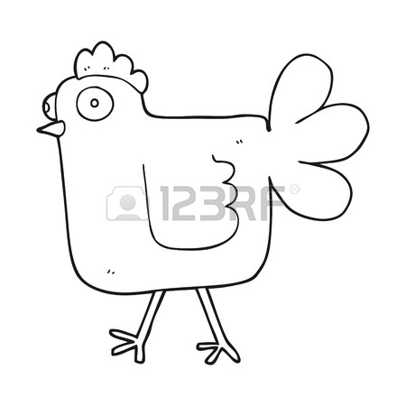 450x450 Freehand Drawn Black And White Cartoon Chicken Royalty Free