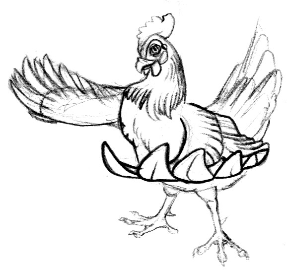 578x544 Old Chicken Cartoon Sketch By Blackunigryphon