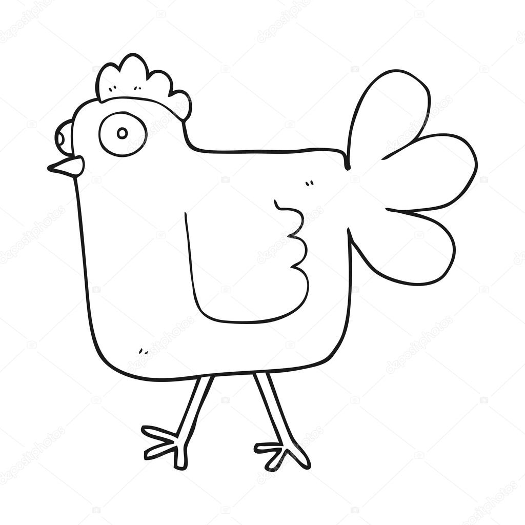 1024x1024 Black And White Cartoon Chicken Stock Vector Lineartestpilot