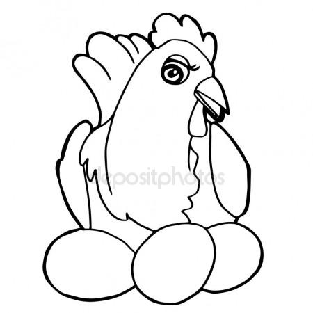 450x450 Cartoon Cute Chicken Coloring Page Vector Stock Vector