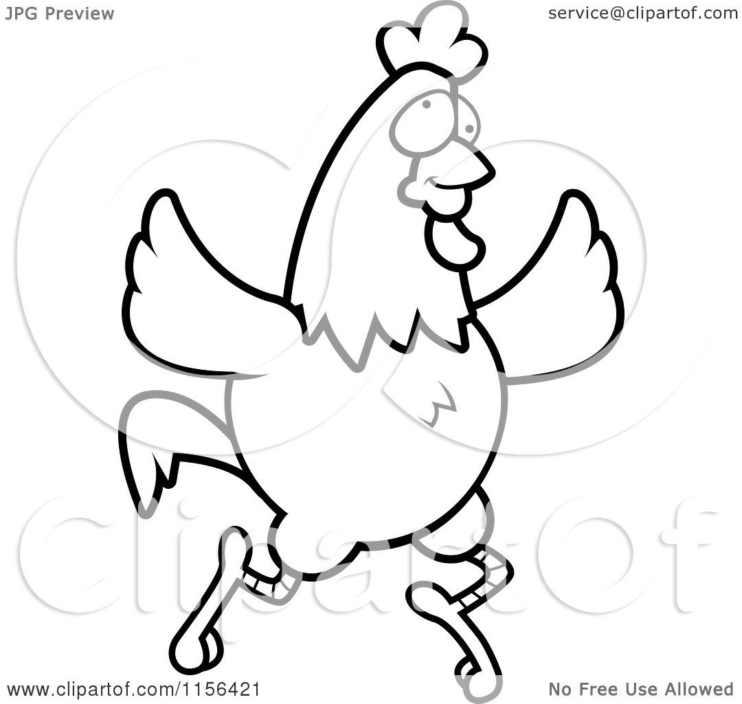 1080x1024 Cartoon Clipart Of A Black White Crazy Chicken Running