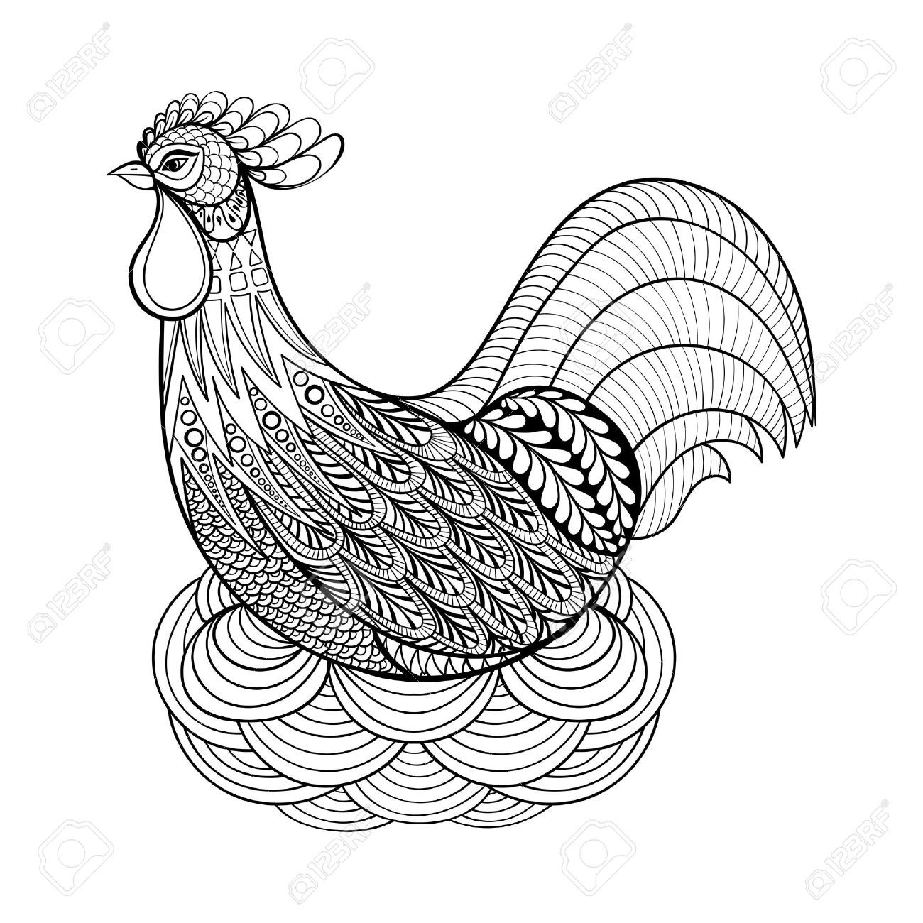 1300x1300 Hand Drawing Chicken In Nest For Adult Anti Stress Coloring Pages