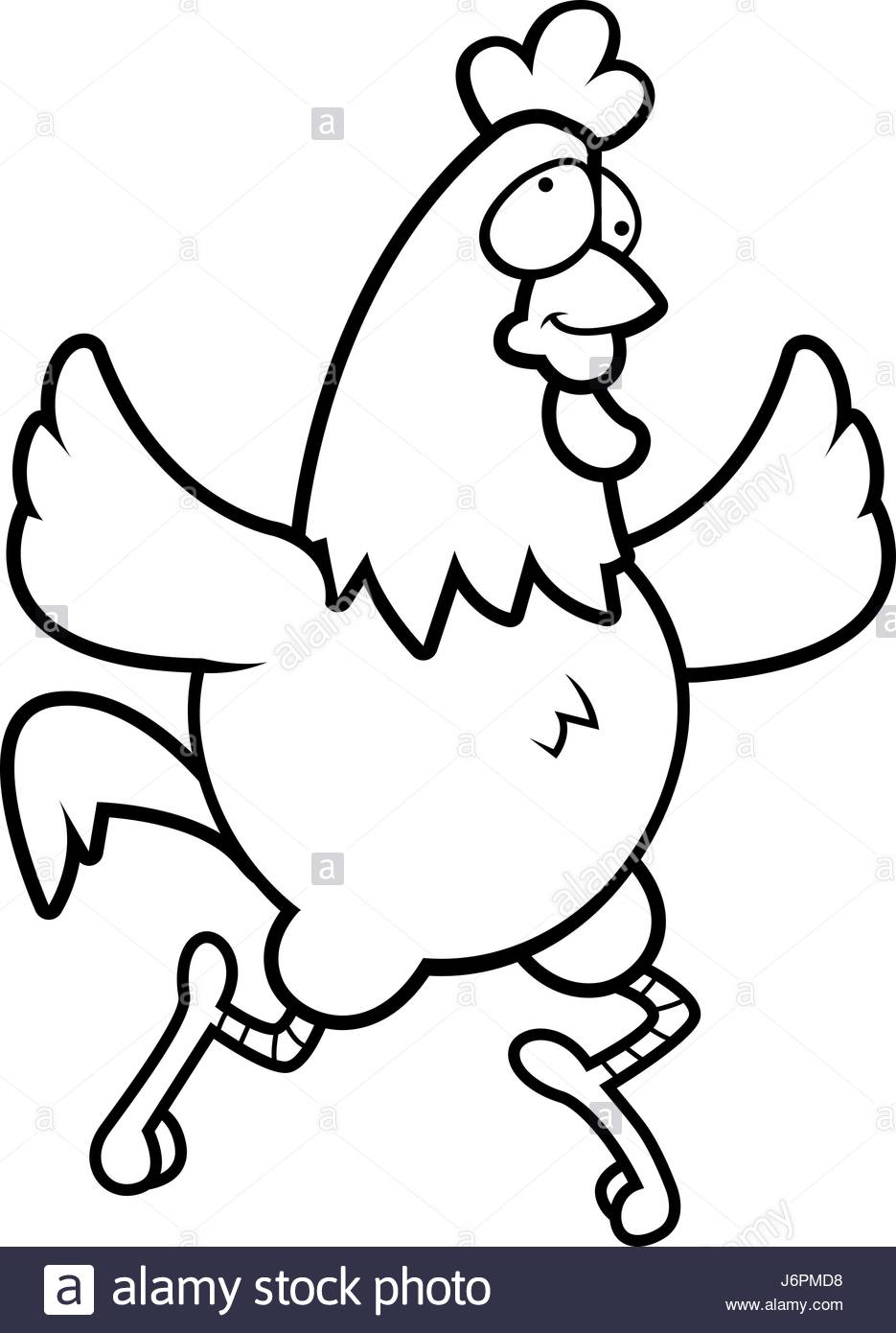 935x1390 A Happy Cartoon Chicken Running And Smiling Stock Vector Art