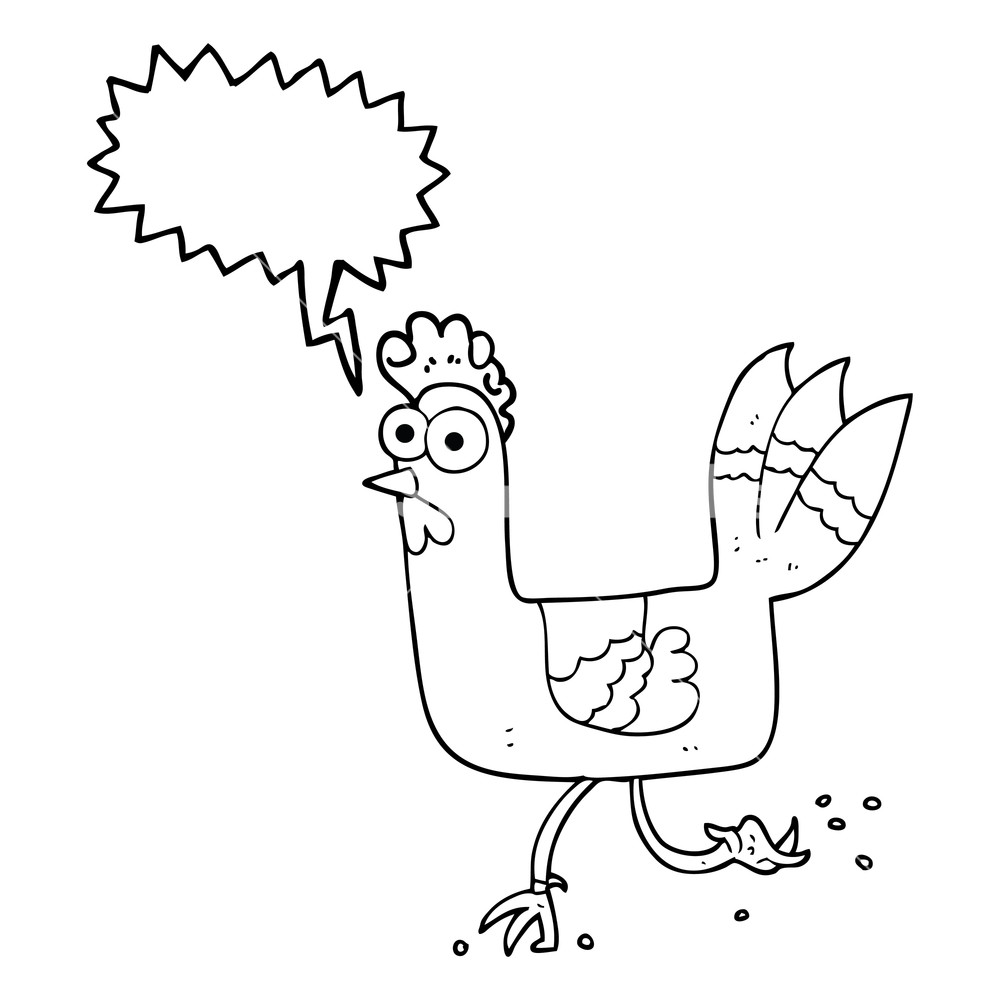 1000x1000 Freehand Drawn Speech Bubble Cartoon Chicken Running Royalty Free