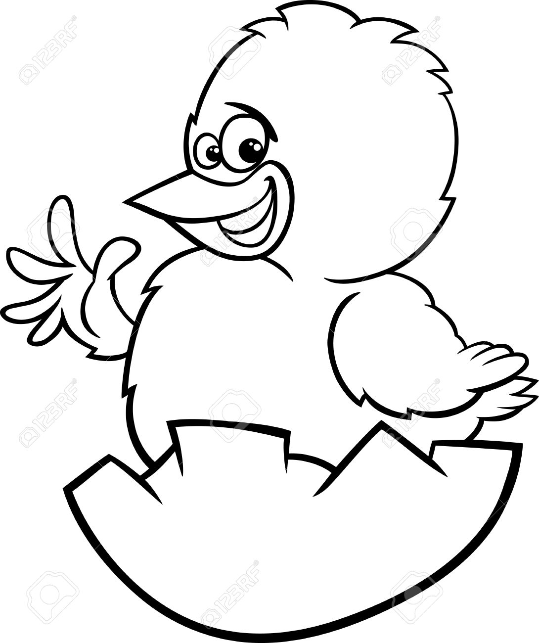 1090x1300 Black And White Cartoon Illustration Of Funny Chicken Or Chick