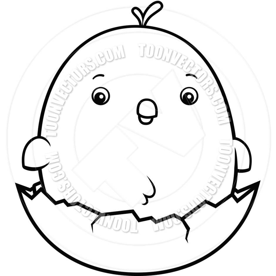 940x940 Cartoon Baby Chicken Egg (Black And White Line Art) By Cory Thoman