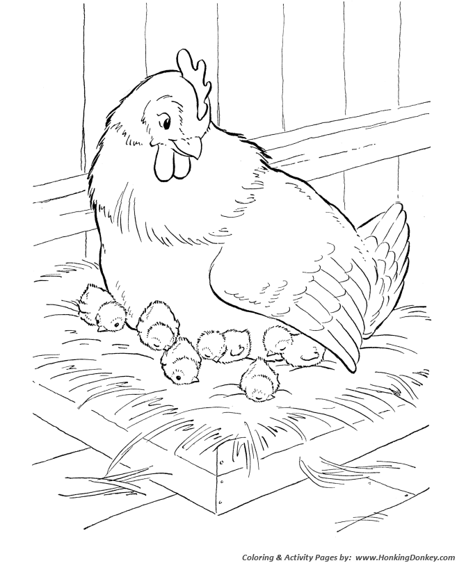 670x820 Farm Animal Coloring Pages Mother Hen Sitting On Her Nest