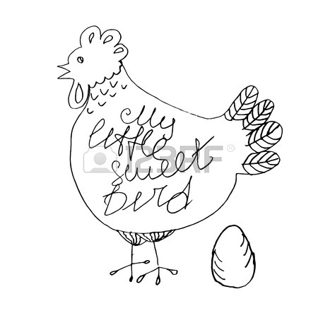 450x450 Hand Draw Vector Sketch. Illustration Of Hen With Egg And Handmade