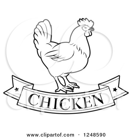 450x470 Clipart Of A Black And White Chicken Food Banner And Bird