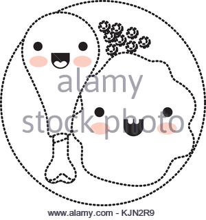 300x320 Kawaii Thigh Chicken Food Stock Vector Art Amp Illustration, Vector