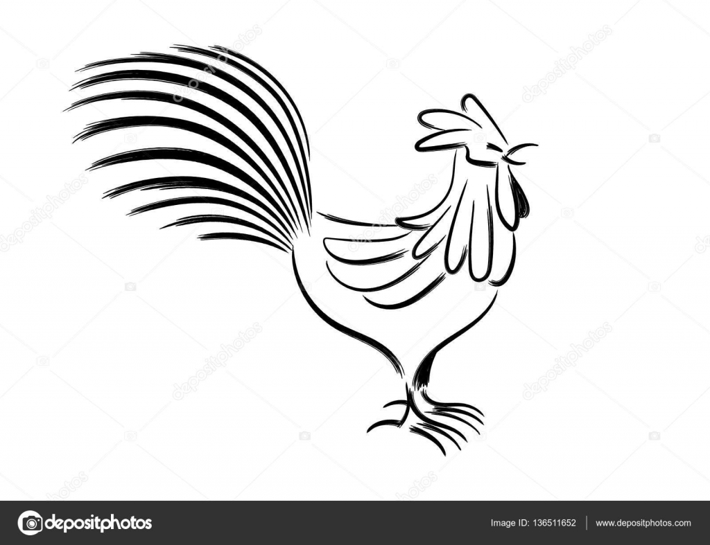 1024x787 Chicken Chinese Brush Drawing Stock Vector Wisaad