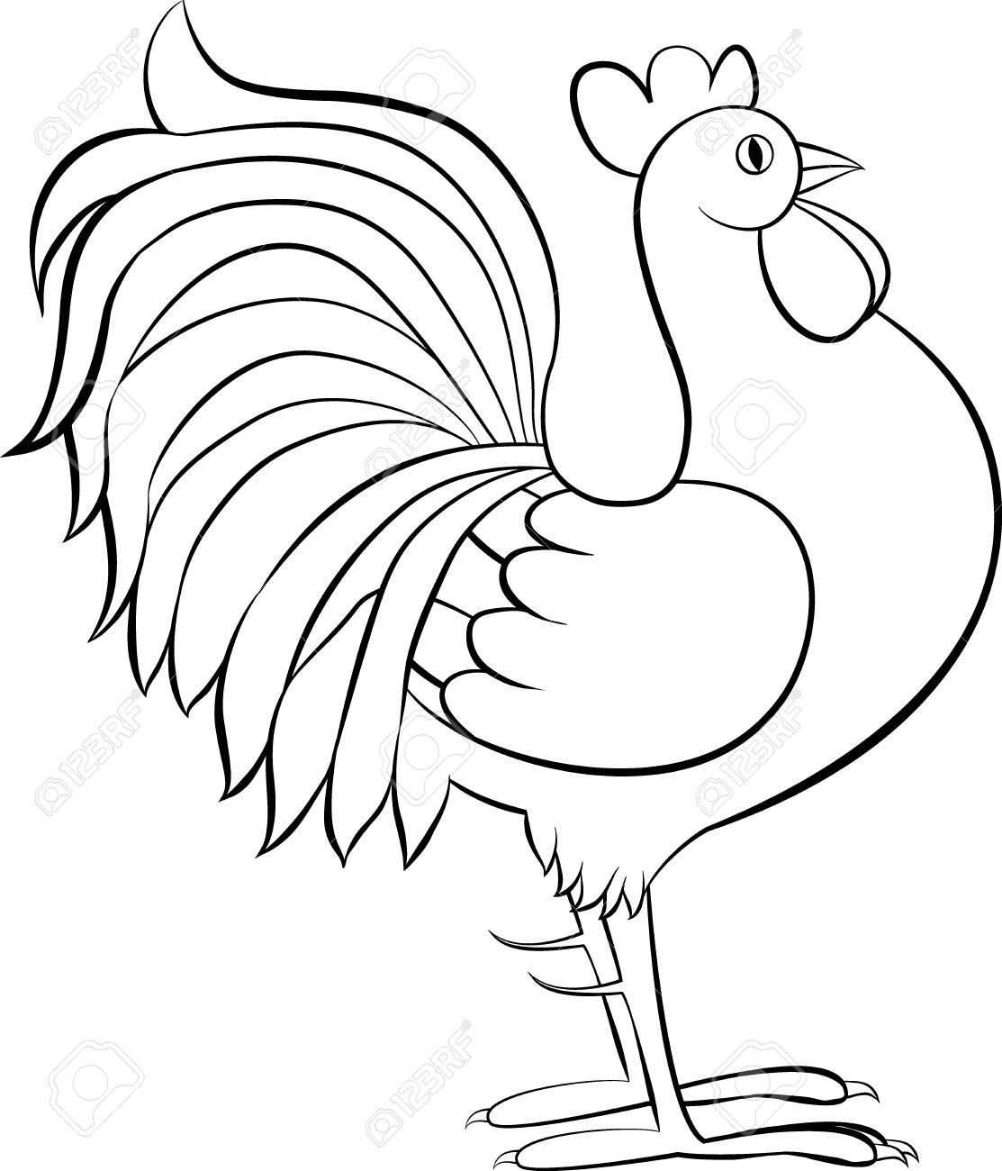1113x1300 Drawing Of Rooster Line Sketch Royalty Free Cliparts, Vectors,