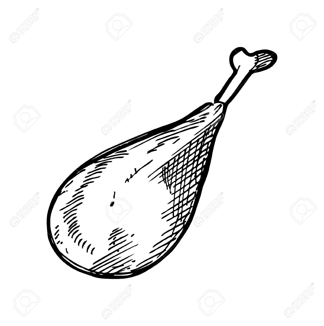 1292x1300 Hand Drawn Chicken Leg Royalty Free Cliparts, Vectors, And Stock