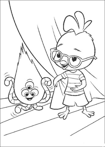 343x480 Chicken Little With An Alien Coloring Page Free Printable