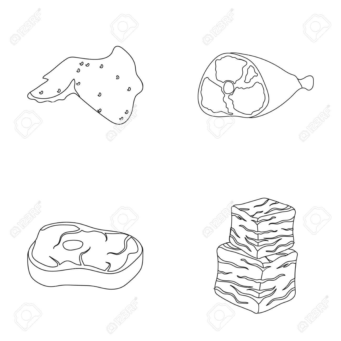 1300x1300 Chicken Wings, Ham, Raw Steak, Beef Cubes. Meat Set Collection