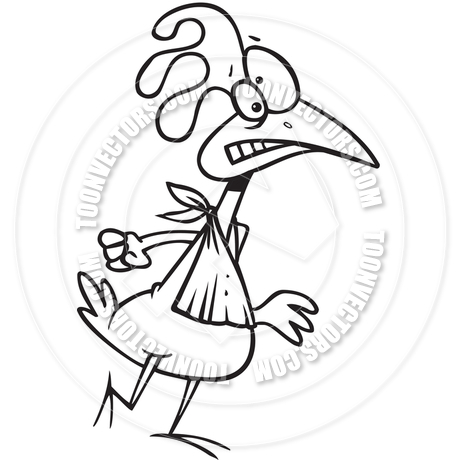 460x460 Cartoon Chicken Wings (Black And White Line Art) By Ron Leishman