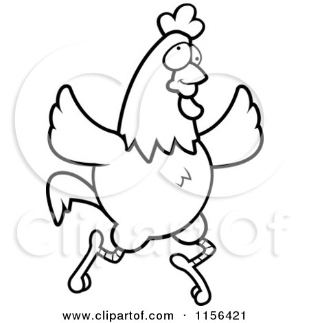 450x470 Cartoon Clipart Of A Black White Crazy Chicken Running