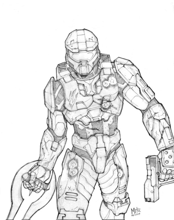 600x756 Master Chief Pencils By Mikedimayuga