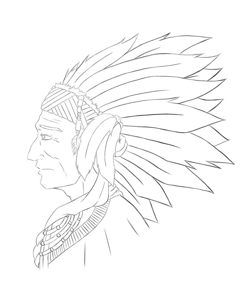 828x966 Native American Chief Drawing
