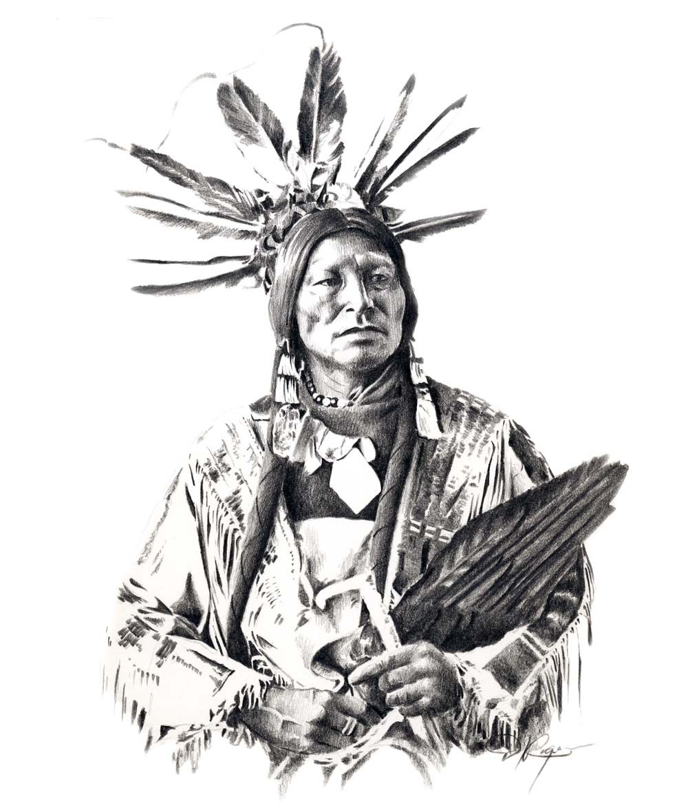 1000x1176 Native American Chief Drawing Chief Many Horns Pencil Drawing