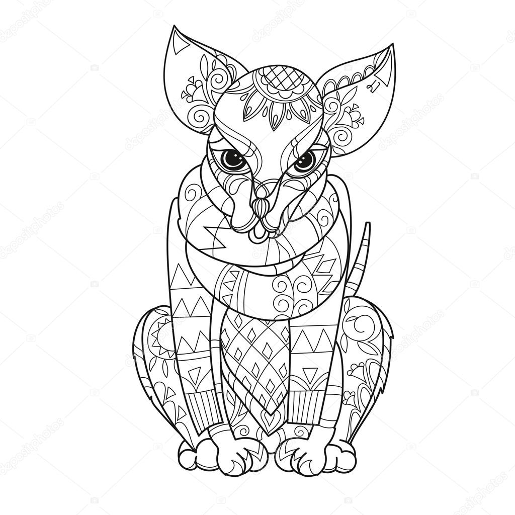 1024x1024 Hand Drawn Doodle Outline Chihuahua Dog Boho Sketch Stock Vector