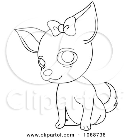 450x470 Clipart Outlined Female Chihuahua With A Bow