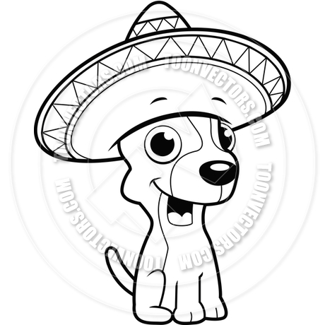 460x460 Chihuahua Sombrero (Black And White Line Art) By Cory Thoman