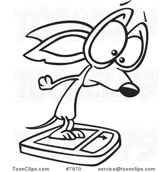 581x600 Cartoon Black And White Line Drawing Of A Chihuahua On A Scale