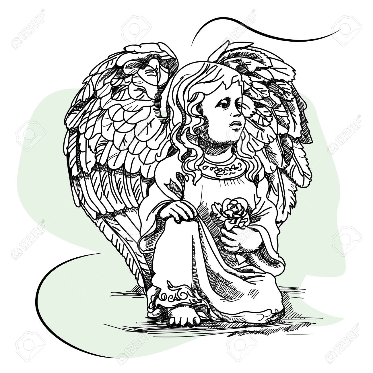 1300x1300 Sketch Drawing Of A Baby Angel Royalty Free Cliparts, Vectors,